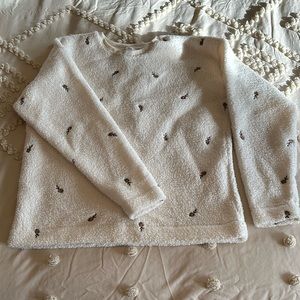 **sold** Loft Fleece Sweater with Flower Detail